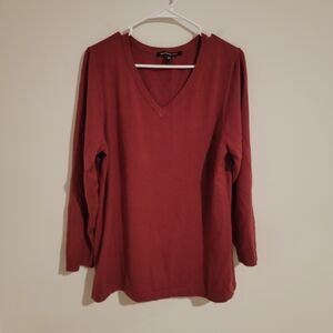 Zac And Rachel Womens Sweater Size 2X Vneck Red Soft Minimalist Colorful